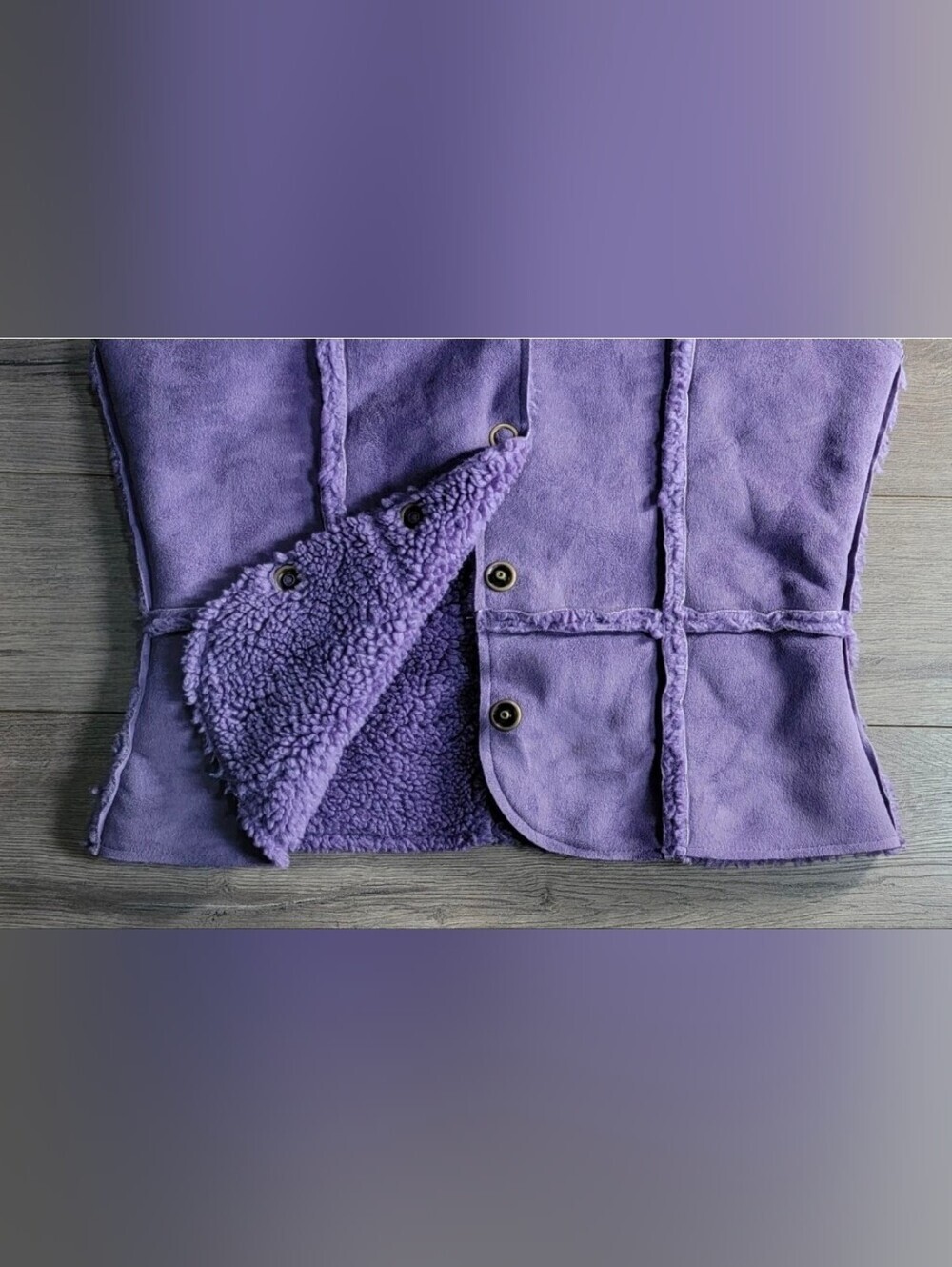 Lavender Faux Shearling Snap Vest - Unbranded - Picture 3 of 7